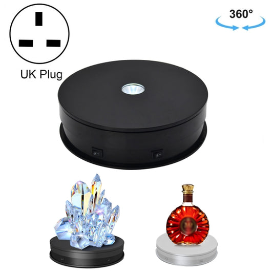 20cm Electric Rotating Turntable Display Stand LED Light Video Shooting Props Turntable, Power Plug:220V UK Plug(Black) -  by PMC Jewellery | Online Shopping South Africa | PMC Jewellery