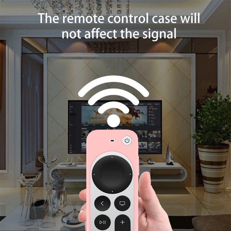 Silicone Protective Case Cover with Rope For Apple TV 4K 4th Siri Remote Controller(Pink) - Apple TV Accessories by PMC TechLife | Online Shopping South Africa | PMC TechLife
