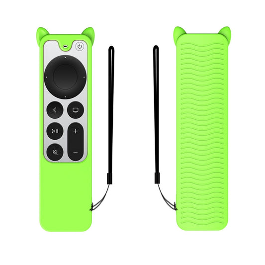 Cat Ears Shape Silicone Protective Case Cover For Apple TV 4K 4th Siri Remote Controller(Luminous Green) - Apple TV Accessories by PMC Jewellery | Online Shopping South Africa | PMC Jewellery