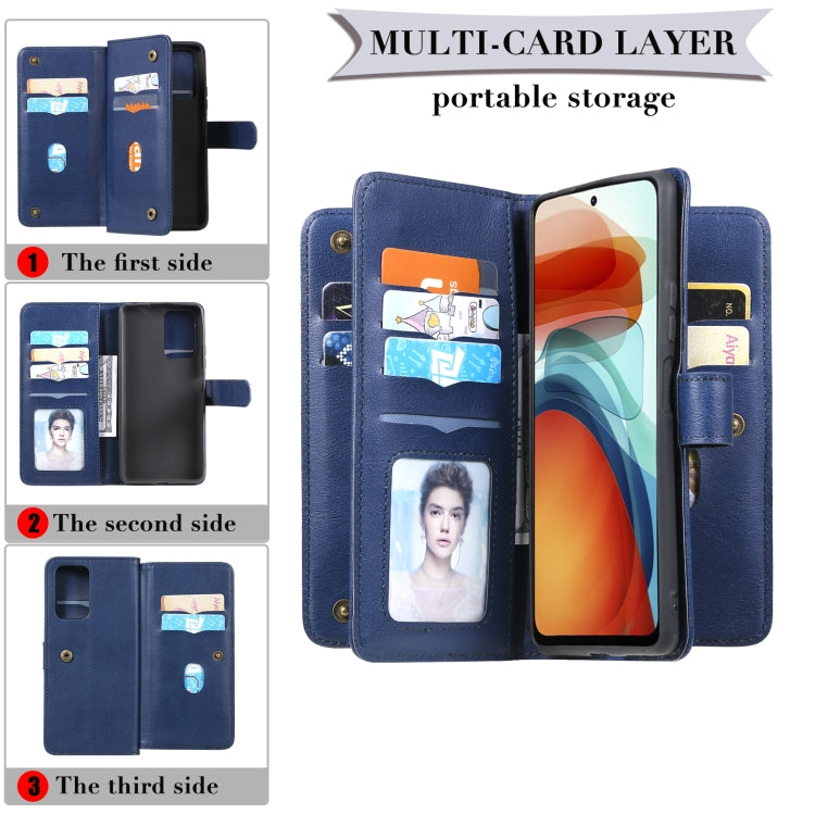 For Xiaomi Redmi Note 10 Pro Multifunctional Magnetic Copper Buckle Horizontal Flip Solid Color Leather Case with 10 Card Slots & Wallet & Holder & Photo Frame(Black) - Xiaomi Cases by PMC TechLife | Online Shopping South Africa | PMC TechLife | Buy Now Pay Later Mobicred