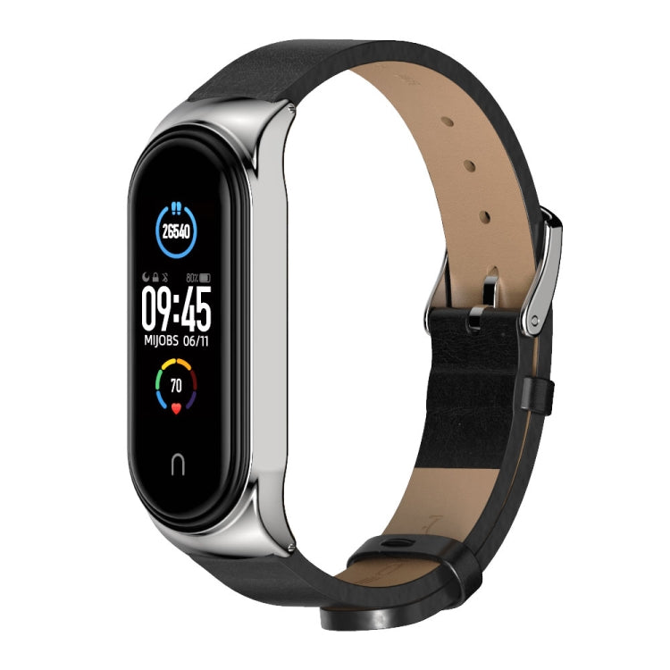 For Xiaomi Mi Band 6 / 5 / 4 / 3 Mijobs CS Microfiber Leather Watch Band(Black + Silver) - free shipping - PMC TechLife - Order now!