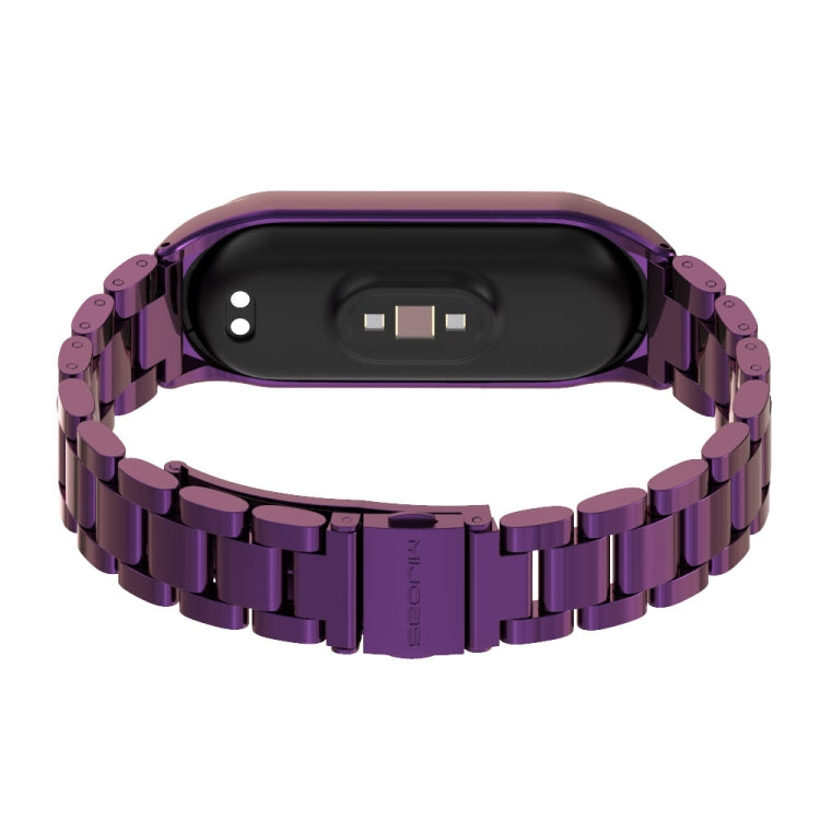 For Xiaomi Mi Band 6 / 5 / 4 / 3 Mijobs CS Metal Three Bead Stainless Steel Watch Band(Purple) - Watch Bands by MIJOBS | Online Shopping South Africa | PMC TechLife | Buy Now Pay Later Mobicred
