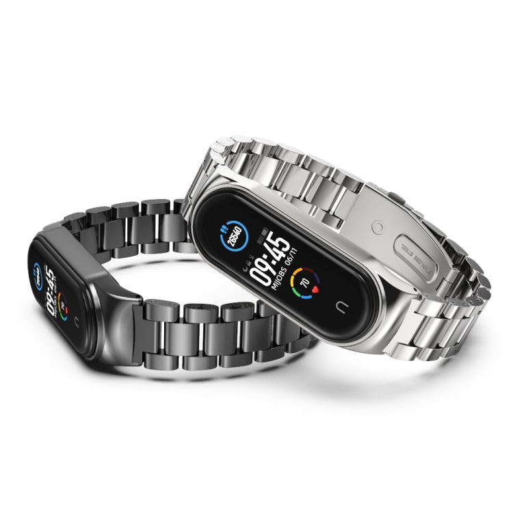 For Xiaomi Mi Band 6 / 5 / 4 / 3 Mijobs CS Metal Three Bead Stainless Steel Watch Band(Silver) - Watch Bands by MIJOBS | Online Shopping South Africa | PMC TechLife | Buy Now Pay Later Mobicred