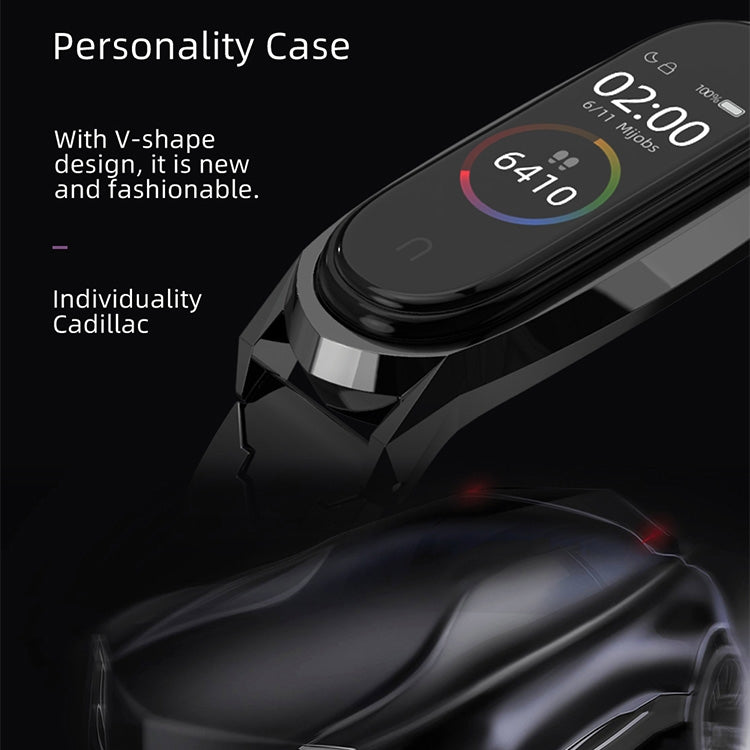 For Xiaomi Mi Band 6 / 5 / 4 / 3 Mijobs GT Metal Stainless Steel V Type Watch Band(Black) - Watch Bands by MIJOBS | Online Shopping South Africa | PMC TechLife | Buy Now Pay Later Mobicred