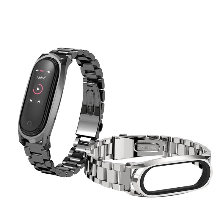 For Xiaomi Mi Band 6 / 5 / 4 / 3 Mijobs Three Beads Metal GT Stainless Steel Watch Band(Gold) - Watch Bands by MIJOBS | Online Shopping South Africa | PMC TechLife | Buy Now Pay Later Mobicred