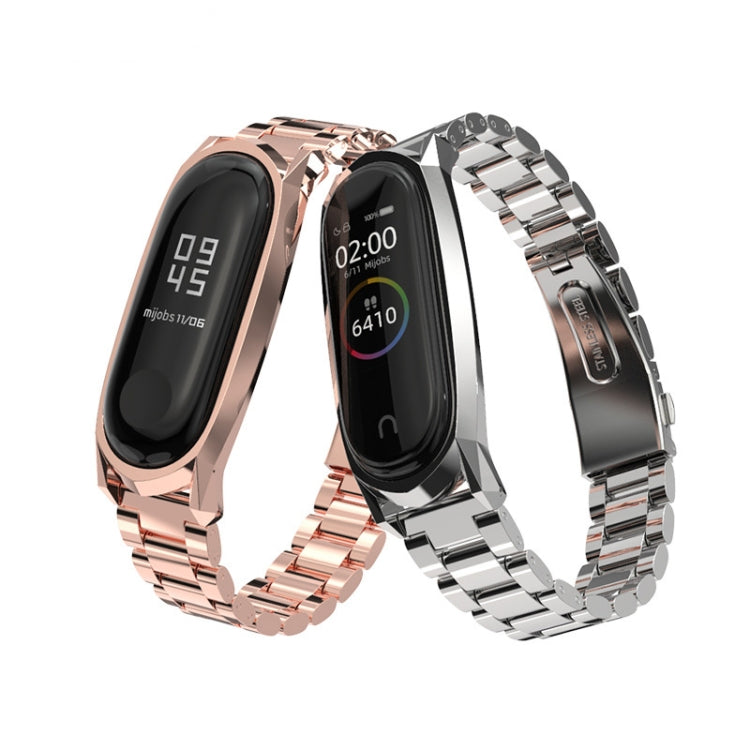For Xiaomi Mi Band 6 / 5 / 4 / 3 Mijobs Three Beads Metal GT Stainless Steel Watch Band(Black) - Watch Bands by MIJOBS | Online Shopping South Africa | PMC TechLife | Buy Now Pay Later Mobicred