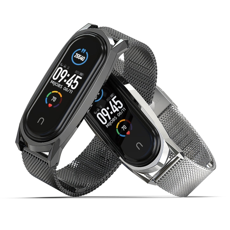 For Xiaomi Mi Band 6 / 5 / 4 / 3 Mijobs Milan Buckle GT Metal Stainless Steel Watch Band(Silver) - Watch Bands by MIJOBS | Online Shopping South Africa | PMC TechLife | Buy Now Pay Later Mobicred