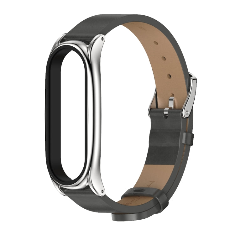 For Xiaomi Mi Band 6 / 5 / 4 / 3 Mijobs Metal Case Crazy Horse Texture PU Microfiber Plus Watch Band(Gray Silver) - free shipping - PMC TechLife - Order now!
