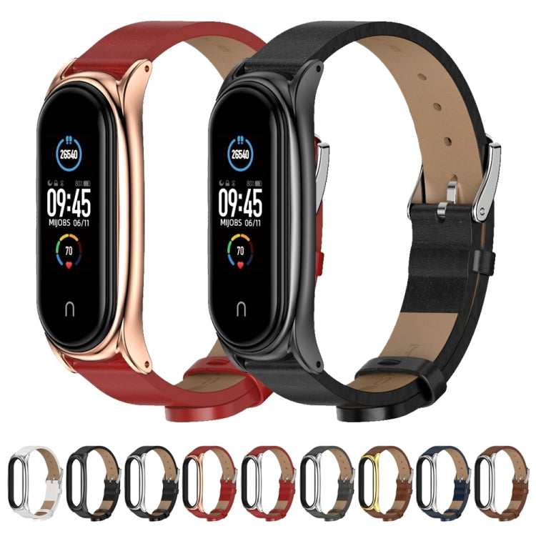 For Xiaomi Mi Band 6 / 5 / 4 / 3 Mijobs Metal Case Crazy Horse Texture PU Microfiber Plus Watch Band(Black) - free shipping - PMC TechLife - Order now!