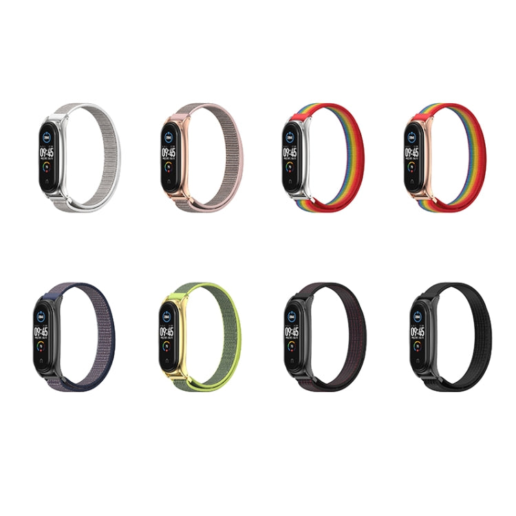 For Xiaomi Mi Band 6 / 5 / 4 / 3 Mijobs Nylon Loop Plus Watch Band Watch Band(Rainbow Rose Gold) - Watch Bands by MIJOBS | Online Shopping South Africa | PMC TechLife | Buy Now Pay Later Mobicred