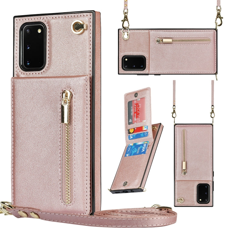 For Samsung Galaxy S20 FE 5G Cross-body Zipper Square TPU+PU Back Cover Case with Holder & Card Slots & Wallet & Strap(Rose Gold) - free shipping - PMC TechLife - Order now!