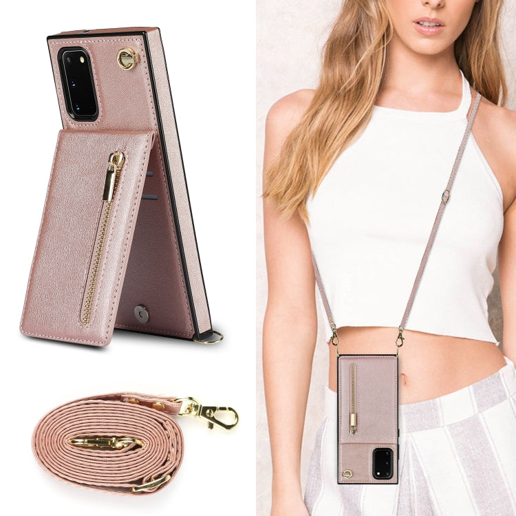 For Samsung Galaxy S20 FE 5G Cross-body Zipper Square TPU+PU Back Cover Case with Holder & Card Slots & Wallet & Strap(Rose Gold) - free shipping - PMC TechLife - Order now!