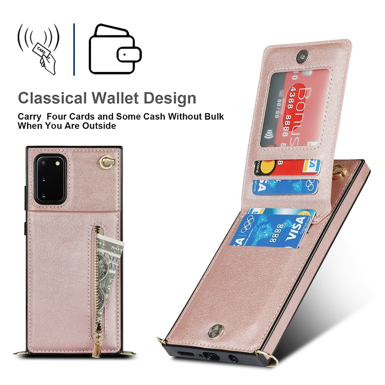 For Samsung Galaxy S20 FE 5G Cross-body Zipper Square TPU+PU Back Cover Case with Holder & Card Slots & Wallet & Strap(Rose Gold) - free shipping - PMC TechLife - Order now!