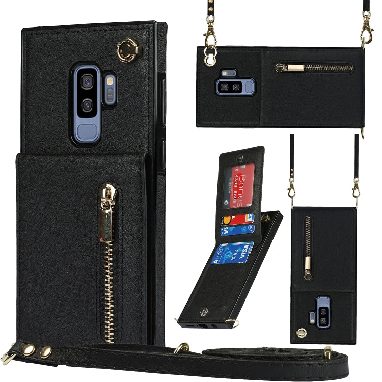 For Samsung Galaxy S9 Plus Cross-body Zipper Square TPU+PU Back Cover Case with Holder & Card Slots & Wallet & Strap(Black) - free shipping - PMC TechLife - Order now!