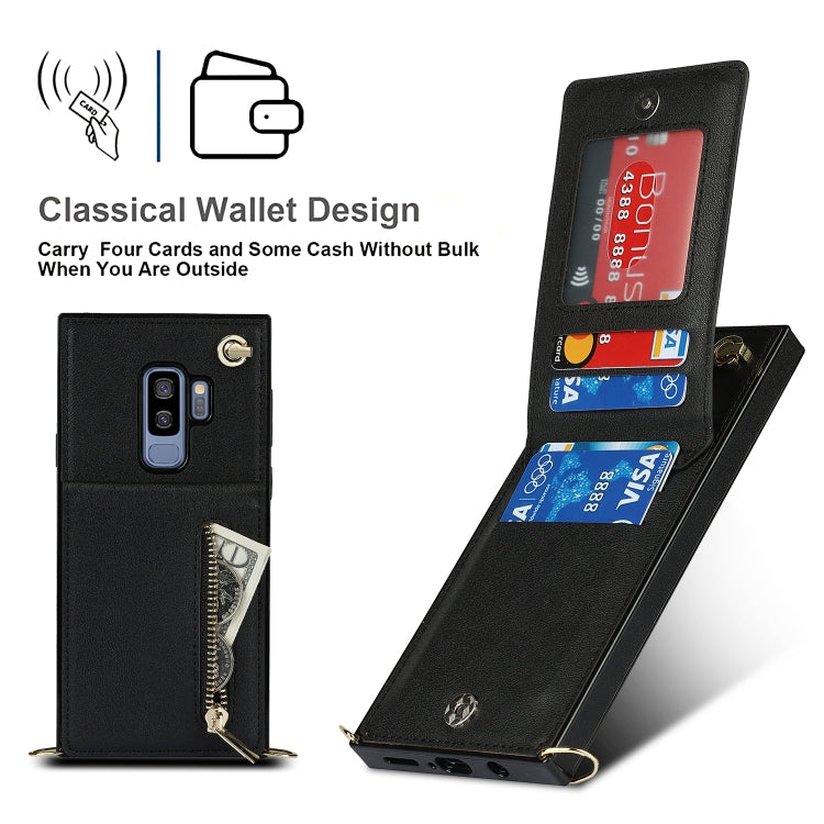 For Samsung Galaxy S9 Plus Cross-body Zipper Square TPU+PU Back Cover Case with Holder & Card Slots & Wallet & Strap(Black) - free shipping - PMC TechLife - Order now!
