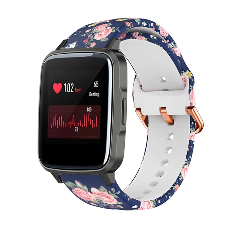 For Xiaomi Haylou LS01 Silicone Printing Watch Band(Blue Pink Rose) - Watch Bands by MIJOBS | Online Shopping South Africa | PMC TechLife | Buy Now Pay Later Mobicred
