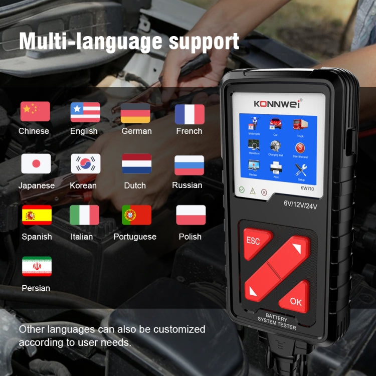 KONNWEI KW710 Car 3.2 inch 6V-24V Lead-acid Battery Tester Support 13 Languages - Code Readers & Scan Tools by KONNWEI | Online Shopping South Africa | PMC Jewellery