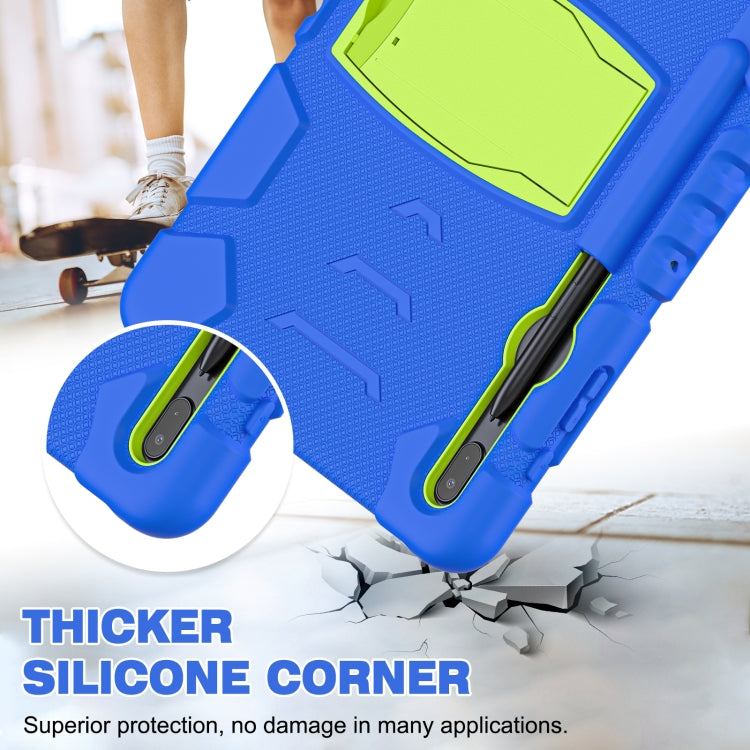 For Samsung Galaxy Tab S7+/ Tab S7 FE / Tab S8+ 3-Layer Protection Screen Frame + PC + Silicone Combination Case with Holder(Blue+Lime) - Other Galaxy Tab PC by PMC TechLife | Online Shopping South Africa | PMC TechLife