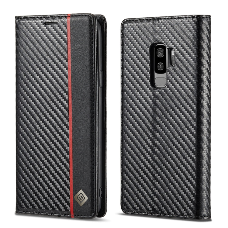LC.IMEEKE Carbon Fiber PU + TPU Horizontal Flip Leather Case with Holder & Card Slot & Wallet For Samsung Galaxy S9+(Vertical Black) - free shipping - PMC TechLife - Order now!