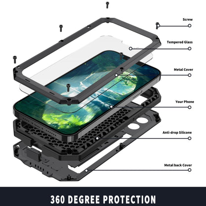 For iPhone 13 R-JUST Sliding Camera Shockproof Life Waterproof Dust-proof Metal + Silicone Protective Case with Holder(Black) - iPhone 13 Cases by R-JUST | Online Shopping South Africa | PMC Jewellery