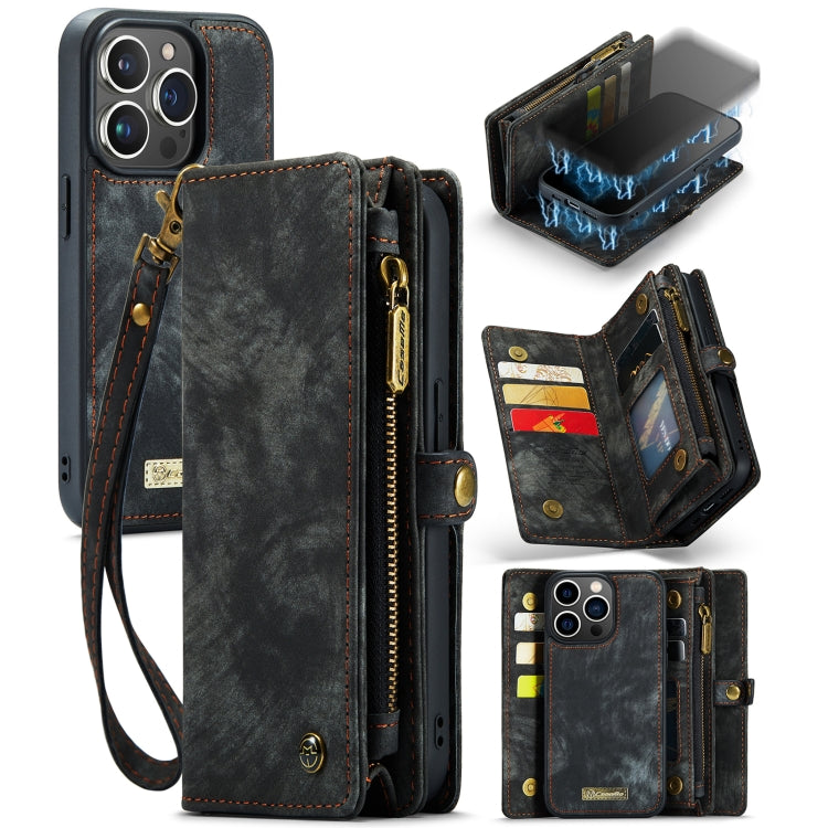 For iPhone 13 Pro Max CaseMe-008 Detachable Multifunctional Horizontal Flip Leather Case with Card Slot & Holder & Zipper Wallet & Photo Frame (Black) - iPhone 13 Pro Max Cases by CaseMe | Online Shopping South Africa | PMC TechLife | Buy Now Pay Later Mobicred
