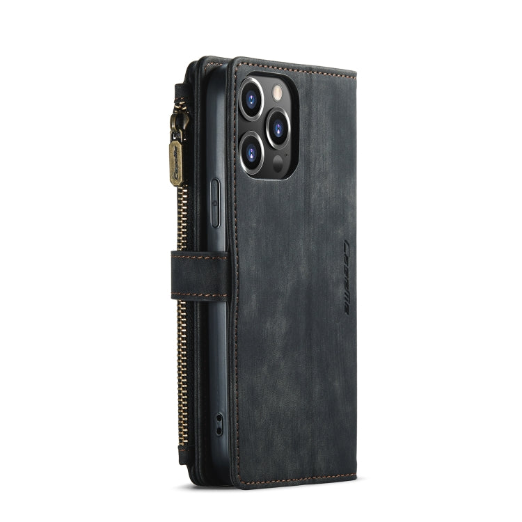 For iPhone 13 Pro Max CaseMe-C30 PU + TPU Multifunctional Horizontal Flip Leather Case with Holder & Card Slot & Wallet & Zipper Pocket (Black) - free shipping - PMC TechLife - Order now!