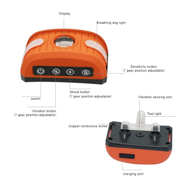 RC-302B Pet Bark Stopper Electric Shock Dog Training Collar Anti-interference Stop Calling Device(Orange) - Training Aids by PMC Jewellery | Online Shopping South Africa | PMC Jewellery