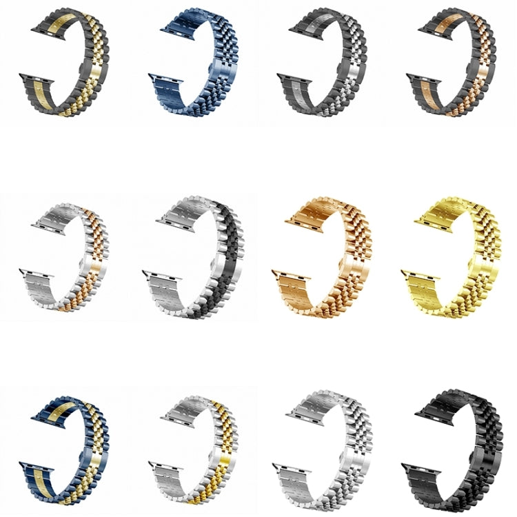 Women Five Beads Stainless Steel Watch Band Width: 20mm For Apple Watch Series 9&8&7 41mm / SE 3&SE 2&6&SE&5&4 40mm / 3&2&1 38mm(Silver + Gold) - Watch Bands by PMC TechLife | Online Shopping South Africa | PMC TechLife | Buy Now Pay Later Mobicred