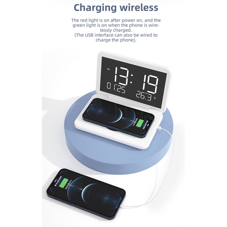 SY-118 15W Foldable Mirror Surface Perpetual Desk Calendar Clock Wireless Charger with Alarm Clock & Three-level Brightness Adjustable Function(Black) - Wireless Charger by PMC TechLife | Online Shopping South Africa | PMC TechLife