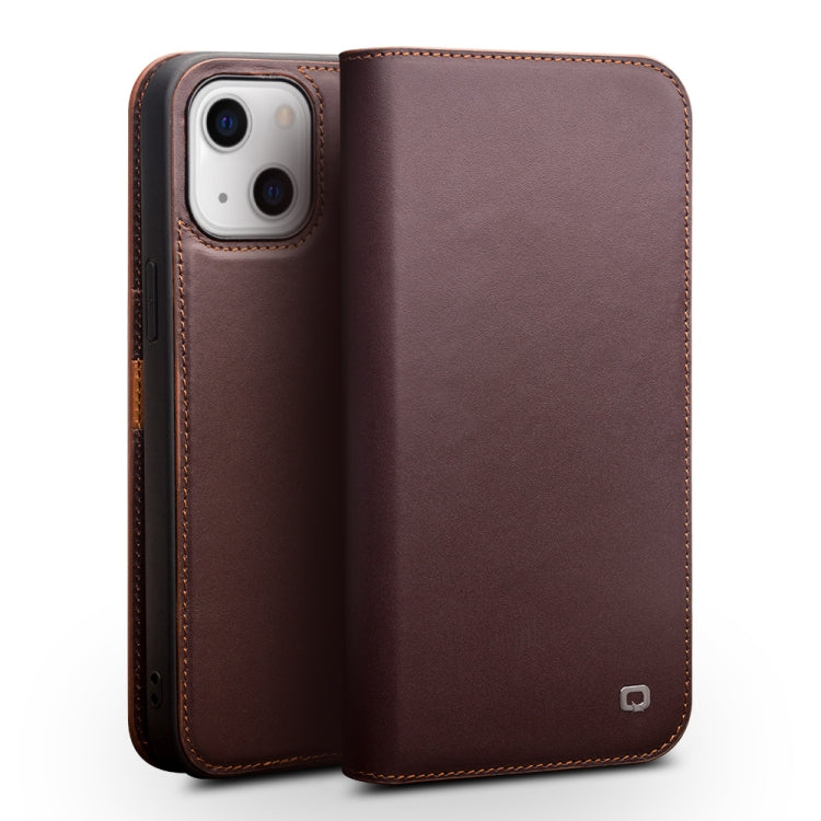 For iPhone 13 QIALINO Business Horizontal Flip Leather Case with Holder & Card Slots & Wallet(Brown) - free shipping - PMC TechLife - Order now!