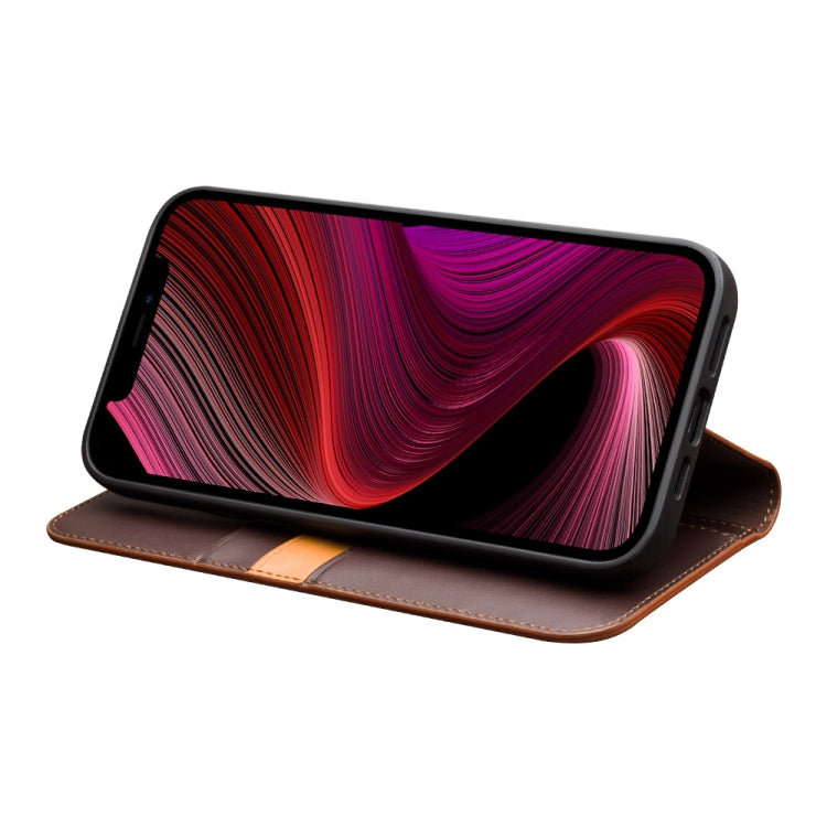 For iPhone 13 QIALINO Business Horizontal Flip Leather Case with Holder & Card Slots & Wallet(Brown) - free shipping - PMC TechLife - Order now!