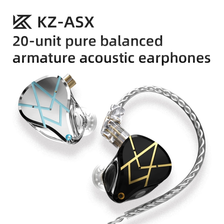 KZ ASX 20-unit Balance Armature Monitor HiFi In-Ear Wired Earphone No Mic(Black) - In Ear Wired Earphone by KZ | Online Shopping South Africa | PMC Jewellery