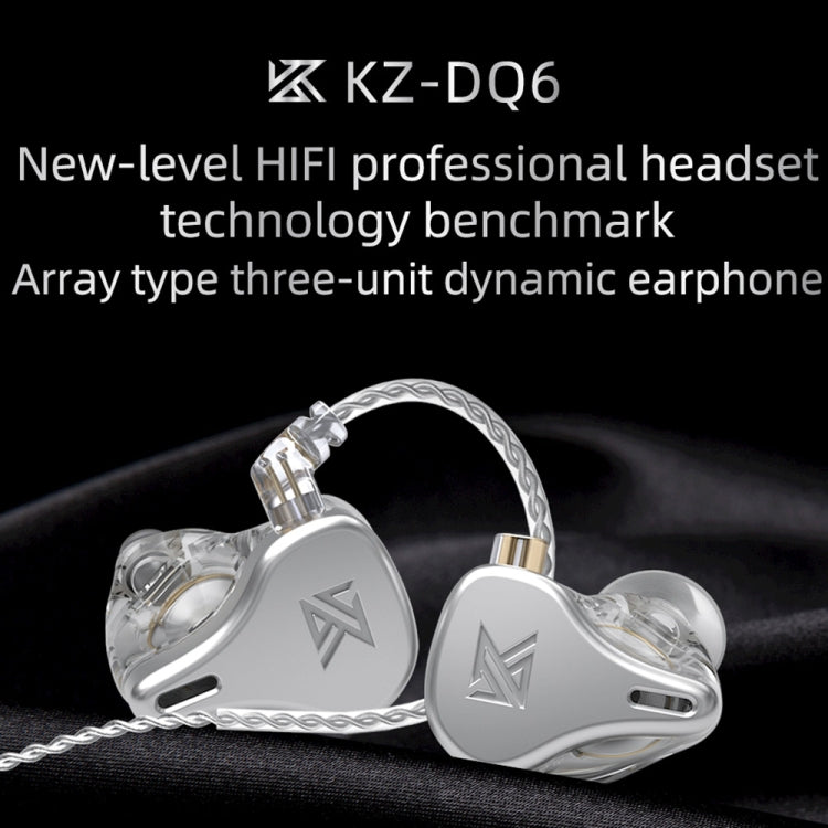 KZ DQ6 3-unit Dynamic HiFi In-Ear Wired Earphone With Mic(Silver) - free shipping - PMC TechLife - Order now!