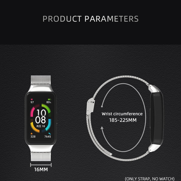 For Huawei Band 6 / Honor Band 6 / 7 MIJOBS Milan Stainless Steel Magnetic Watch Band(Black) - Watch Bands by MIJOBS | Online Shopping South Africa | PMC TechLife | Buy Now Pay Later Mobicred