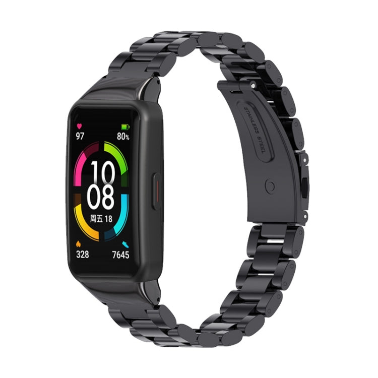 For Huawei Band 6 / Honor Band 6 / 7 MIJOBS Three Strains Stainless Steel Metal Buckle Watch Band(Black) - free shipping - PMC TechLife - Order now!