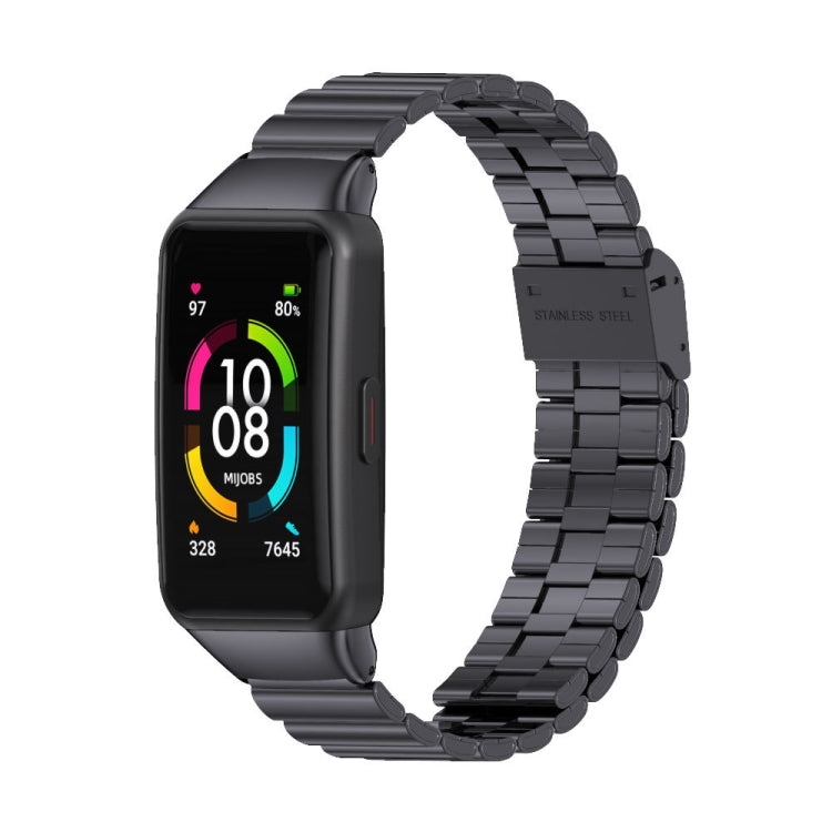 For Huawei Band 6 / Honor Band 6 / 7 MIJOBS Bamboo Joint Stainless Steel Metal Buckle Watch Band(Black) - Watch Bands by MIJOBS | Online Shopping South Africa | PMC TechLife | Buy Now Pay Later Mobicred
