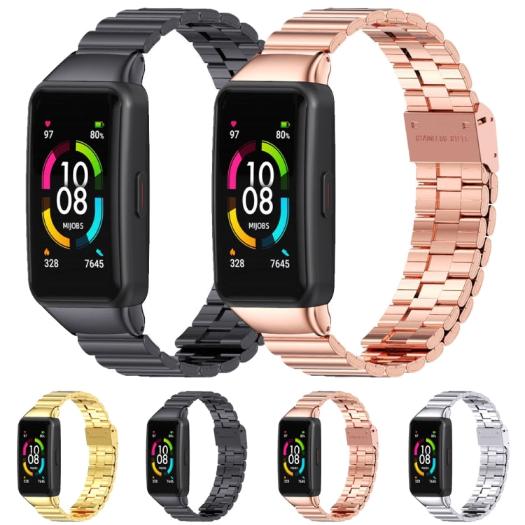 For Huawei Band 6 / Honor Band 6 / 7 MIJOBS Bamboo Joint Stainless Steel Metal Buckle Watch Band(Gold) - Watch Bands by MIJOBS | Online Shopping South Africa | PMC TechLife | Buy Now Pay Later Mobicred