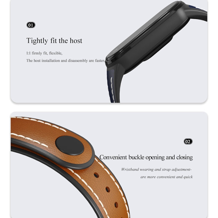 For Xiaomi Mi Band 5/6/7 MIJOBS TPU + Leather Watch Band(Blue+White) - Watch Bands by MIJOBS | Online Shopping South Africa | PMC TechLife | Buy Now Pay Later Mobicred