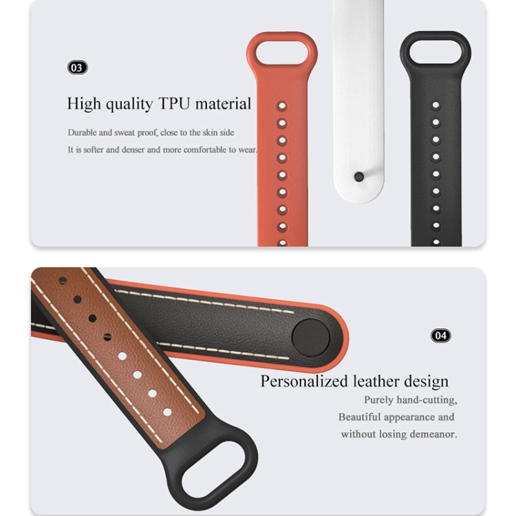 For Xiaomi Mi Band 5/6/7 MIJOBS TPU + Leather Watch Band(Black+Orange) - Watch Bands by MIJOBS | Online Shopping South Africa | PMC TechLife | Buy Now Pay Later Mobicred