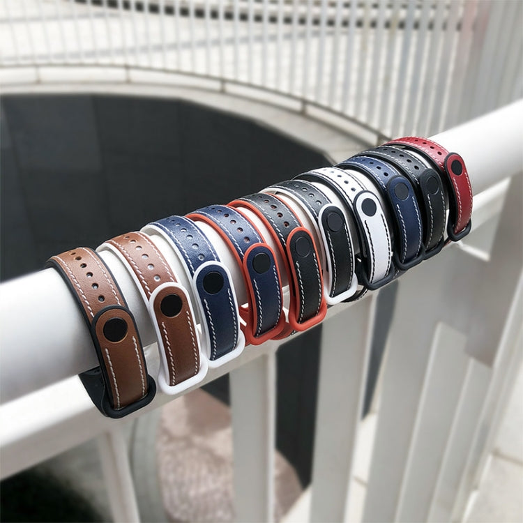 For Xiaomi Mi Band 5/6/7 MIJOBS TPU + Leather Watch Band(Black+White) - Watch Bands by MIJOBS | Online Shopping South Africa | PMC TechLife | Buy Now Pay Later Mobicred