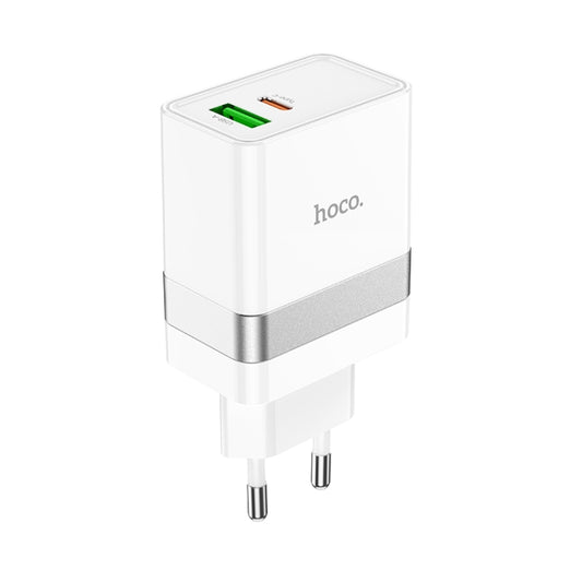 hoco N21 PD 30W Type-C / USB-C + QC 3.0 USB Mini Fast Charger, EU Plug(White) - USB Charger by hoco | Online Shopping South Africa | PMC Jewellery