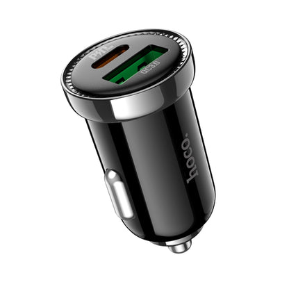 hoco Z44 Leading PD 20W USB-C / Type-C + QC 3.0 USB Car Charger(Black) - Car Charger by hoco | Online Shopping South Africa | PMC Jewellery