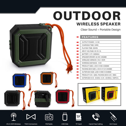 New Rixing NR-103 Mini TWS Bluetooth Speaker with Lanyard(Orange) - Mini Speaker by New Rixing | Online Shopping South Africa | PMC Jewellery