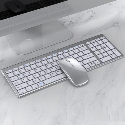 109 Three-mode Wireless Bluetooth Keyboard Mouse Set(Silver) - Wireless Keyboard by PMC Jewellery | Online Shopping South Africa | PMC Jewellery