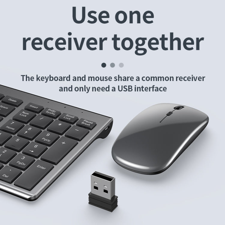 109 Three-mode Wireless Bluetooth Keyboard Mouse Set(Silver) - Wireless Keyboard by PMC Jewellery | Online Shopping South Africa | PMC Jewellery