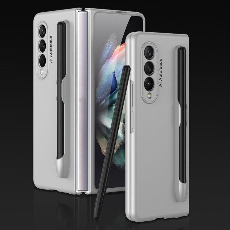For Samsung Galaxy Z Fold3 5G GKK Ultra-thin Full Coverage Phone Flip Case with Pen Slot(Silver) - Galaxy Phone Cases by GKK | Online Shopping South Africa | PMC TechLife | Buy Now Pay Later Mobicred