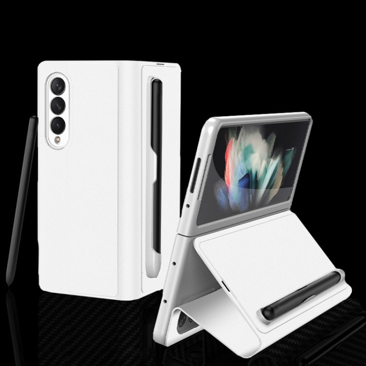 For Samsung Galaxy Z Fold3 5G GKK Ultra-thin Horizontal Flip Leather Phone Case with Pen Slot(Silver) - Galaxy Phone Cases by GKK | Online Shopping South Africa | PMC TechLife | Buy Now Pay Later Mobicred