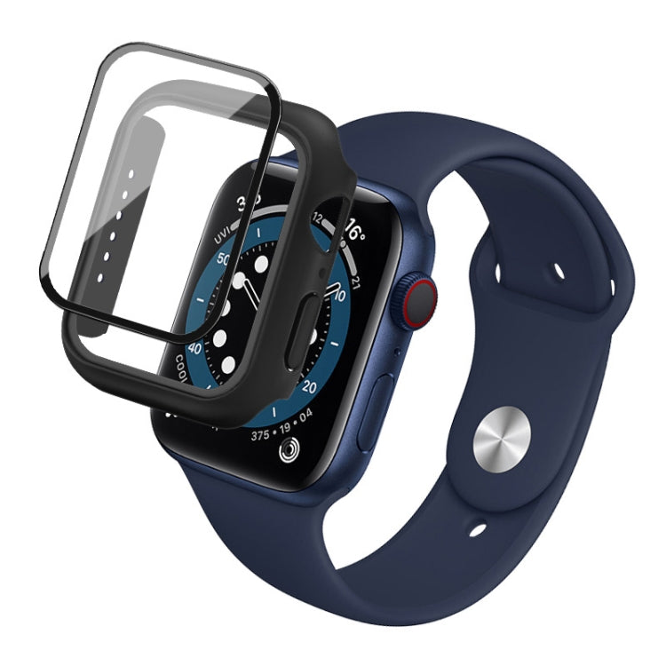 IMAK Shockproof PC Protective Case with Tempered Glass Film For Apple Watch Series 6 & SE & 5 & 4 44mm(Black) - Watch Cases by imak | Online Shopping South Africa | PMC TechLife | Buy Now Pay Later Mobicred