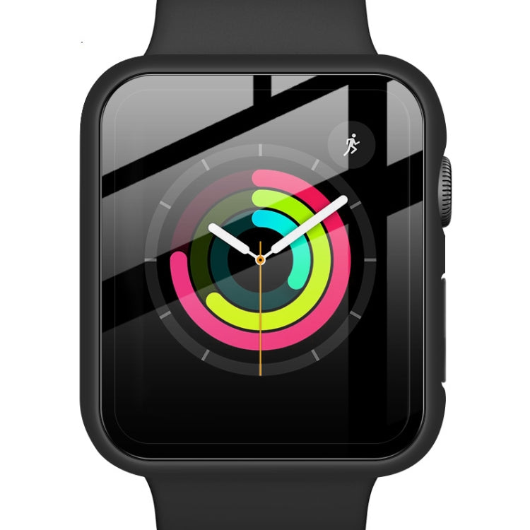 IMAK Shockproof PC Protective Case with Tempered Glass Film For Apple Watch Series 3 & 2 & 1 42mm(Black) - Watch Cases by imak | Online Shopping South Africa | PMC TechLife | Buy Now Pay Later Mobicred