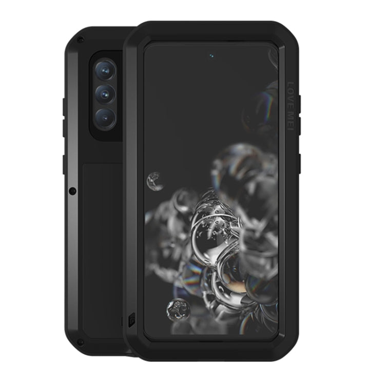 For Samsung Galaxy S21 FE LOVE MEI Metal Shockproof Waterproof Dustproof Protective Phone Case with Glass(Black) - Galaxy Phone Cases by LOVE MEI | Online Shopping South Africa | PMC Jewellery | Buy Now Pay Later Mobicred